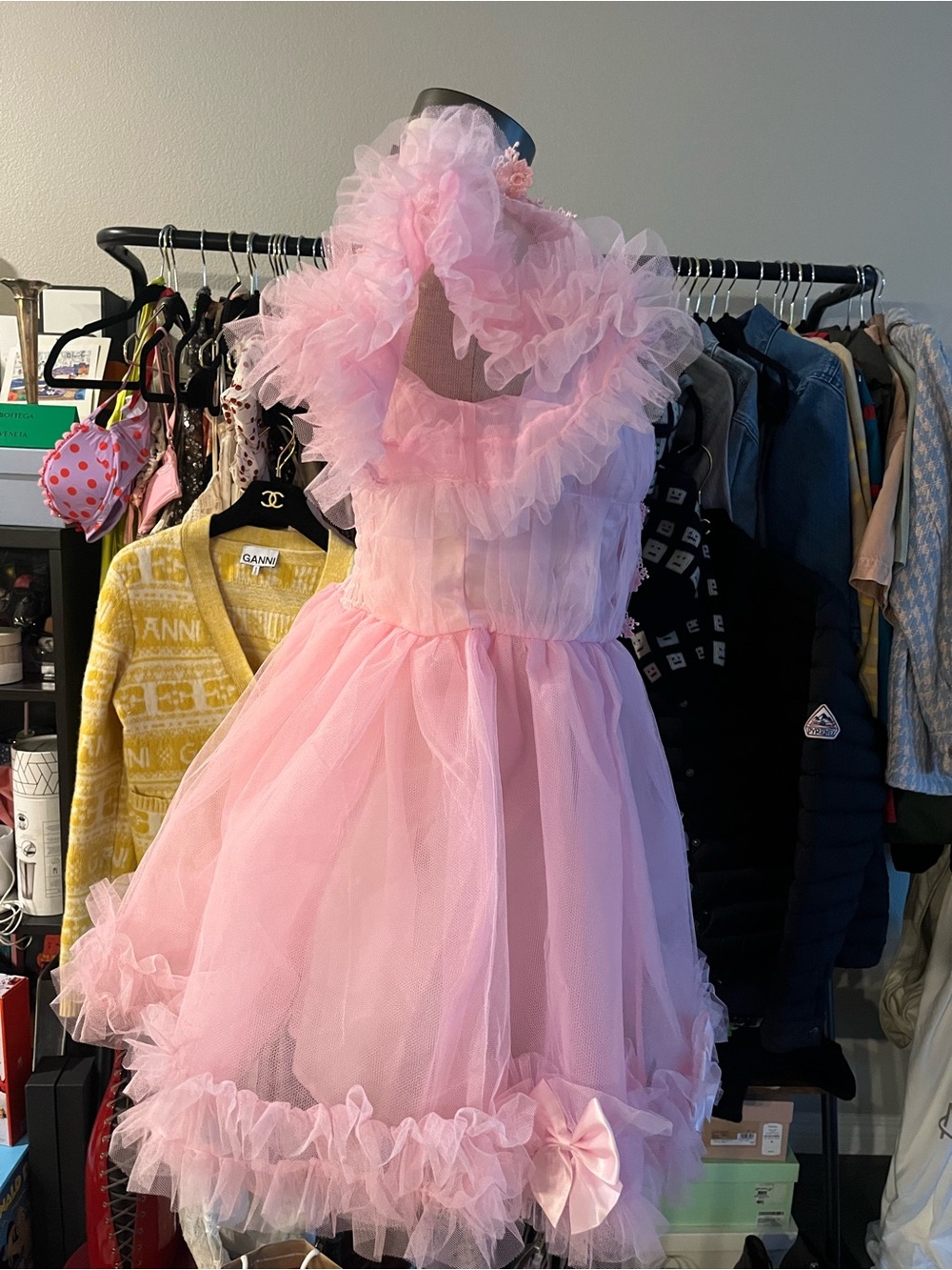 SUGAR THRILLZ 🎀Pink Tulle 🎀Floral Puff Sleeve Party Dress size M 🎀NWT - Picture 4 of 10